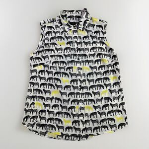 Talbots Blouse Women’s 6 Petite Button Up Zebra Print Sleeveless Lightweight